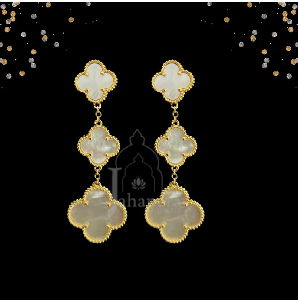 14k White Gold Mother Of Pearl Diamond Clover Stud Earrings 0.96 CTW  Natural | eBay