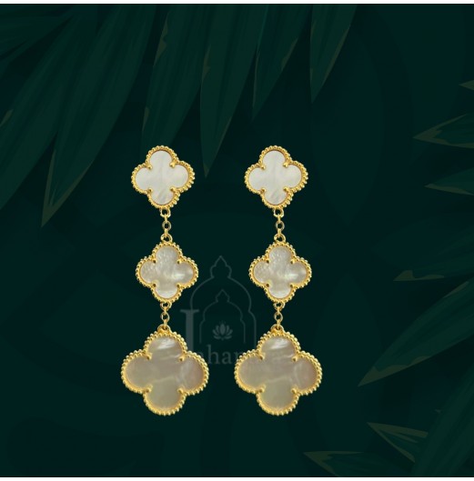 Mother of Pearl Clover Danglers
