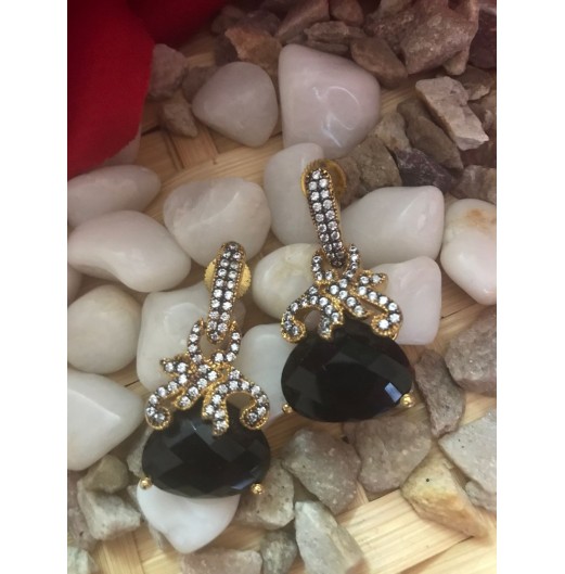 Zircon Studded Back Stone Earrings