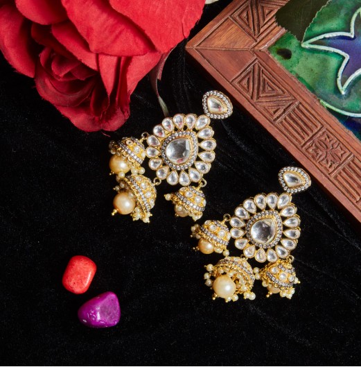 Classic Gold Tripple jhumki Dangler