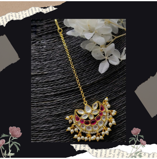 Gold Plated Kundan Red Tikka