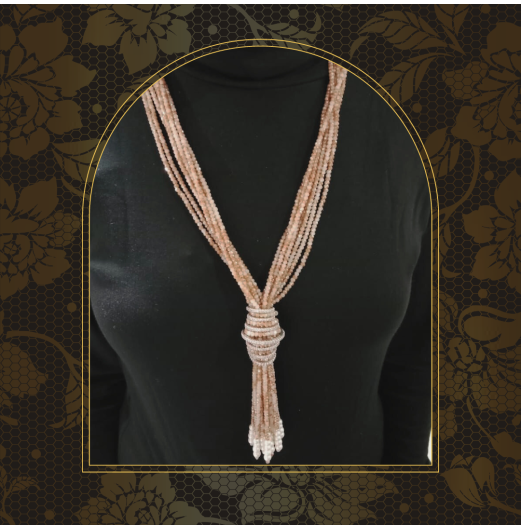 Stylish Beige Zircon Tassel Necklace