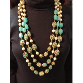 Green Handcrafted Layered Necklace