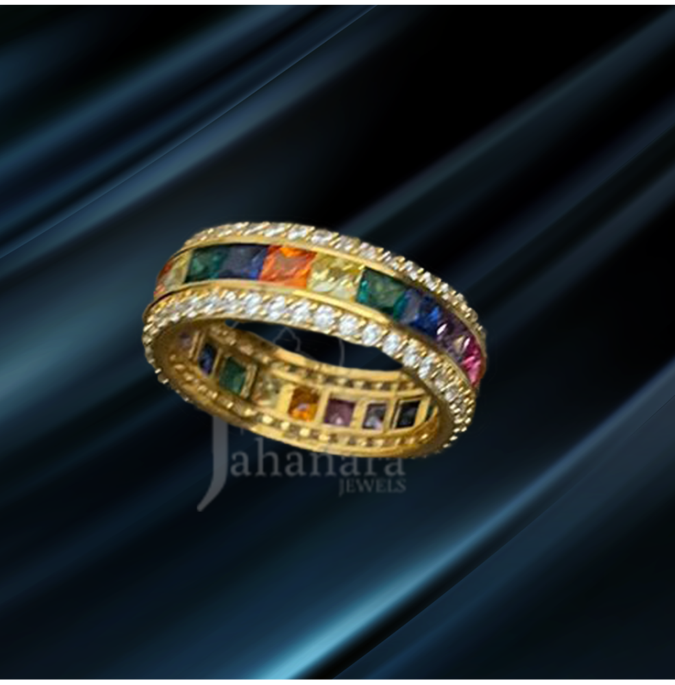 Laq Fashionable Light Weight Multi Color Ring For Women & Girls. | K M  HandiCrafts India