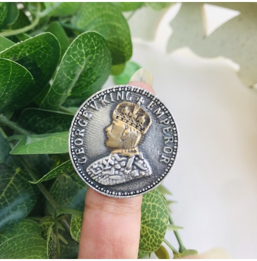 92.5 Silver Plated Coin Emperor Ring
