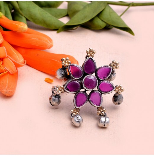 Dual Tone Flower Ghungroo Ring