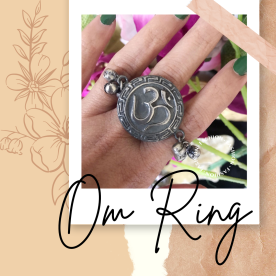 Silver Plated Om Adjustable Ring