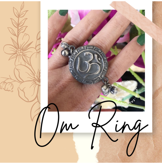Silver Plated Om Adjustable Ring