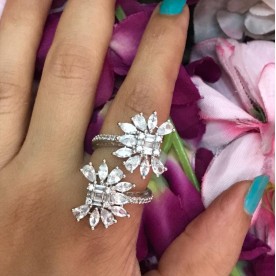 Jahanara Floral AD Adjustable Ring