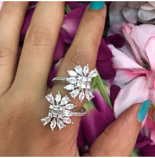Jahanara Floral AD Adjustable Ring