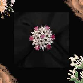 Ruby Zircon Floral Ring
