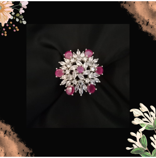 Ruby Zircon Floral Ring