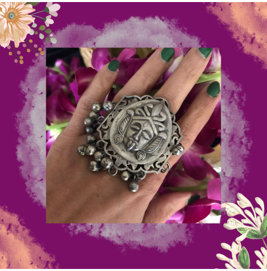 Silver Plated Kali Adjustable Ring
