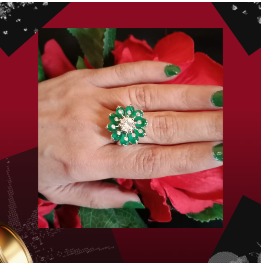 Cubic Zircon Green Adjustable Ring