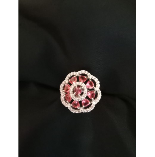 Pink Floral AD Adjustable Ring