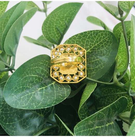 Gold Plated Meena Kundan Ring