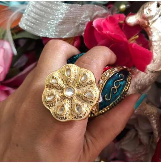 Jahanara Meena Kundan Ring