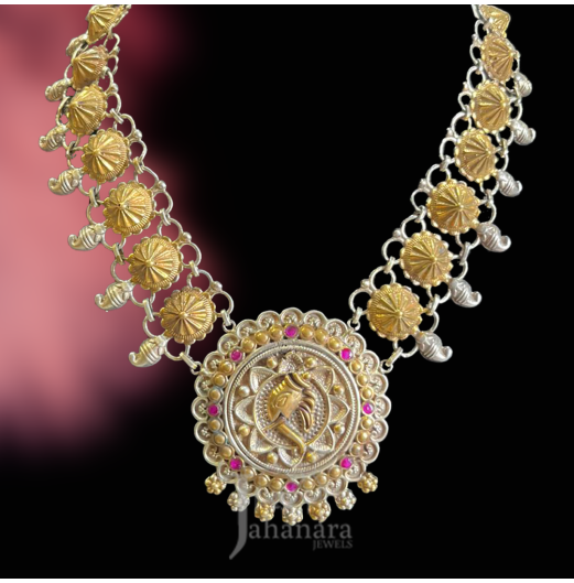 Dual Tone Ganpati Long Necklace