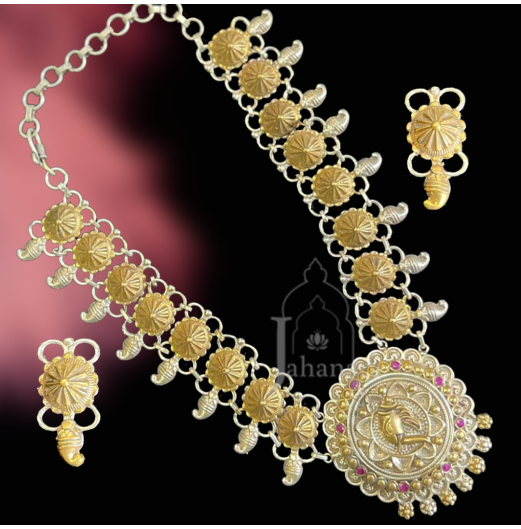 Dual Tone Ganpati Long Necklace