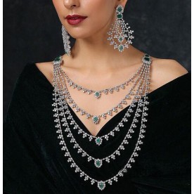Jahanara Luxury Silver Tone Bridal Set
