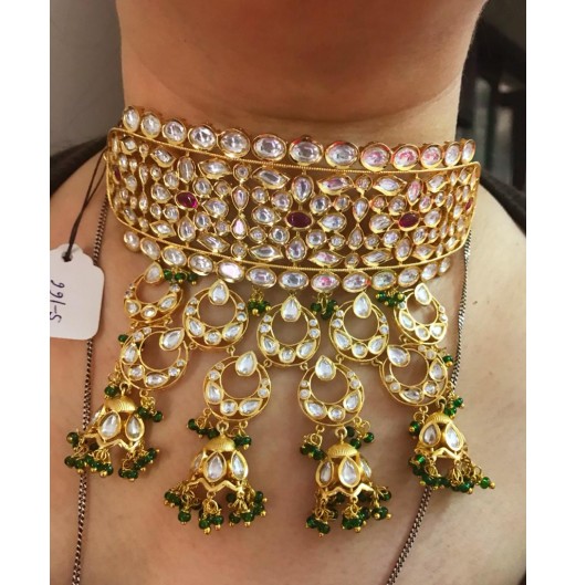 Gold Plated Bridal Kundan Choker Set 