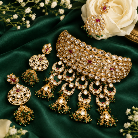 Gold Plated Bridal Kundan Choker Set 
