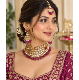 22K Gold Plated Bridal Red Choker