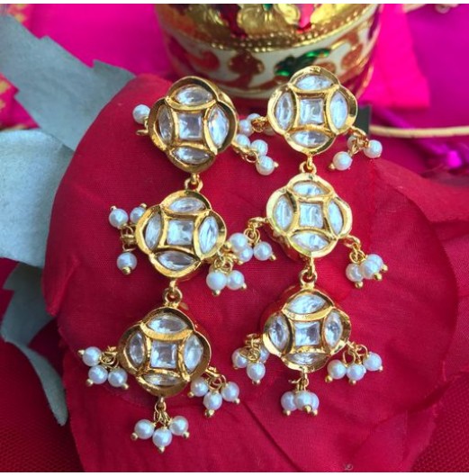 Kundan Earrings Gold Finish