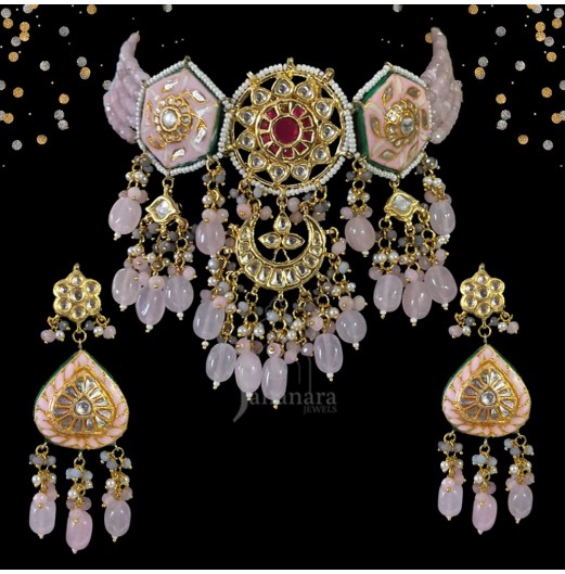 Jahanara Pink Meenakari Choker