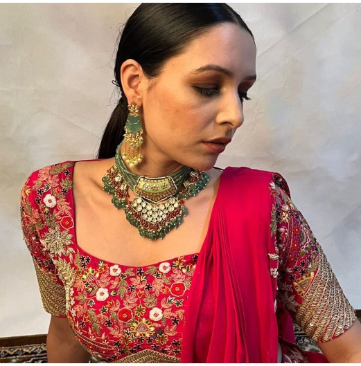 Jahanara Mint Meenakari Choker 