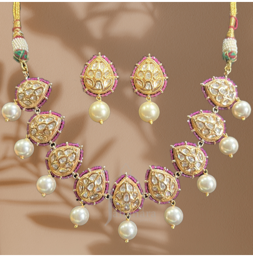 Pear Shape Kundan Pearl Choker Set