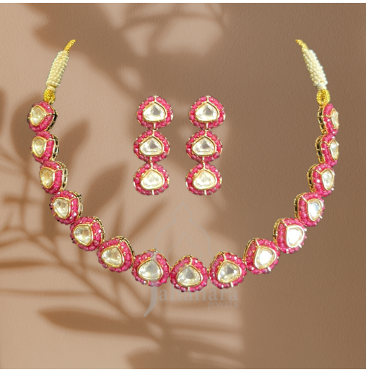 Rose Gold Kundan Line Ruby Choker