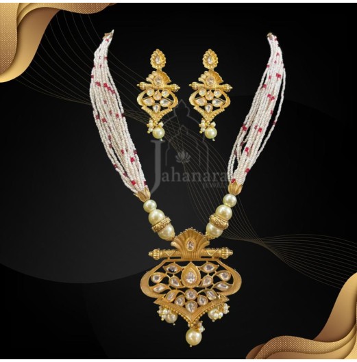 Antique Gold Kundan Long Necklace