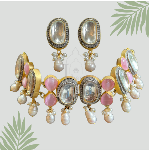 Gold Plated Polki Baroque Set