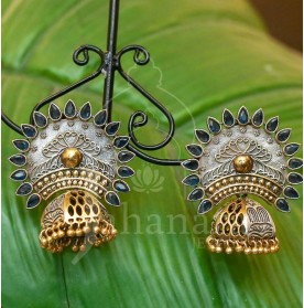 92.5 Silver Plated Tribal Reverse Flower Jhumki
