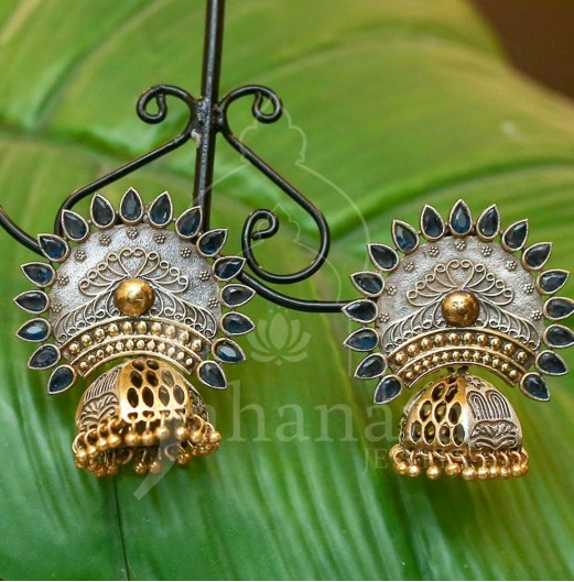 92.5 Silver Plated Tribal Reverse Flower Jhumki